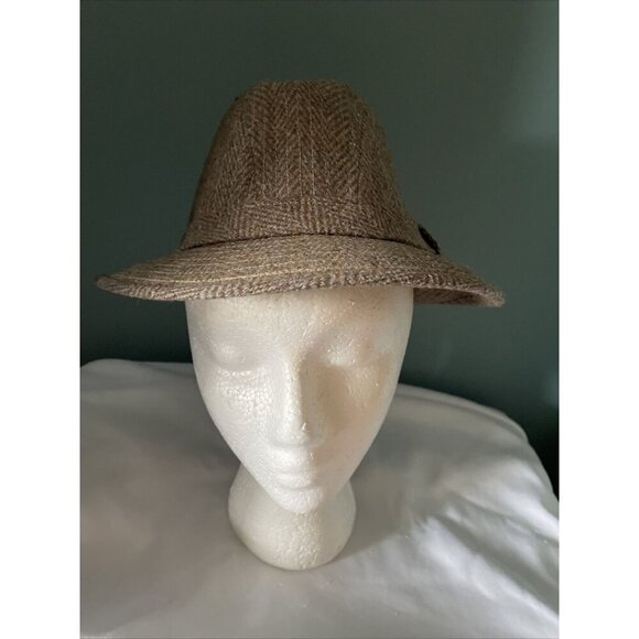 Stetson Equalizer Brown Herringbone Fedora Hat With Bow Accent - Picture 1 of 11